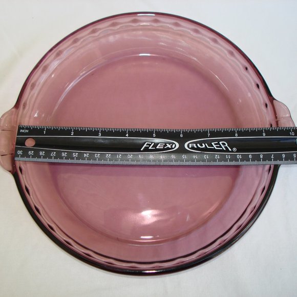 PYREX # 229 Glass Pie Dish 9.5" Cranberry Color Plate Bowl Serving Table Baking - Picture 7 of 10